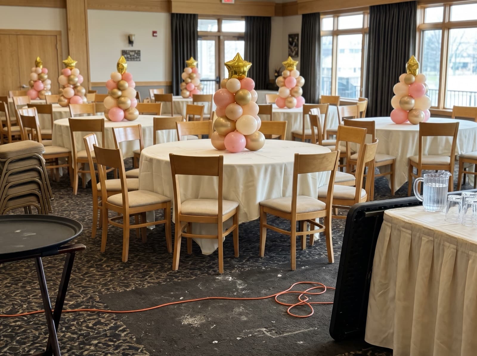 Mini balloon columns as table centerpieces